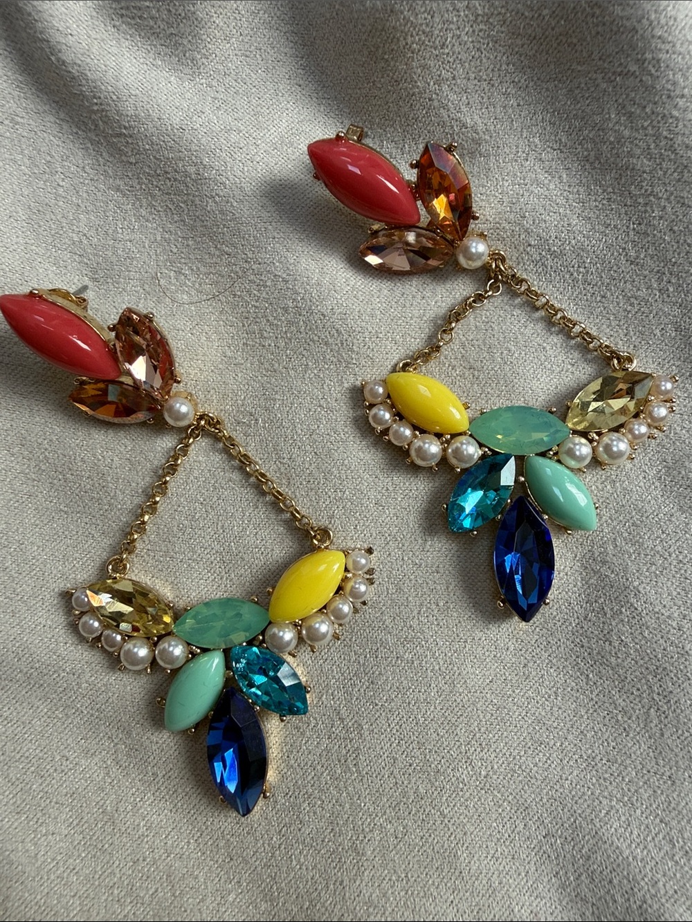 Colorful Crystal Drop Earrings - Multicolor Statement Earrings